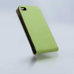Кожен калъф flip за iPhone 4 - зелен