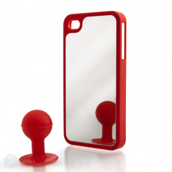 Пластмасов калъф с огледало за iPhone 4/4s - червен