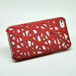 Пластмасов калъф тип "mesh" на триъгълници за iPhone 5 - червен