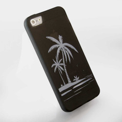 Силиконов калъф на палми за iPhone 5 - черен