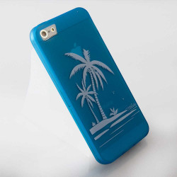Силиконов калъф на палми за iPhone 5 - светло син