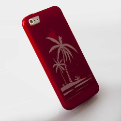 Силиконов калъф на палми за iPhone 5 - червен