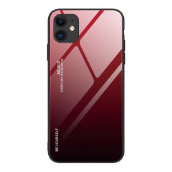 Силиконов кейс със стъклен гръб за iPhone 12 mini - червен градиент
