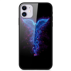 Силиконов кейс със стъклен гръб за iPhone 12 mini - синя птица