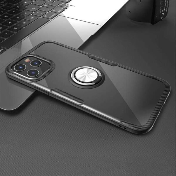 Силиконов гръб със стойка тип пръстен за iPhone 12 mini - черен