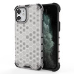 Хибриден гръб с ромбоидна шарка за iPhone 12 mini - бял