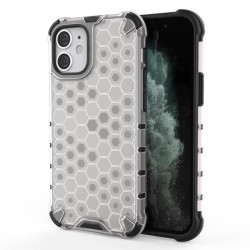 Хибриден гръб с ромбоидна шарка за iPhone 12 mini - бял
