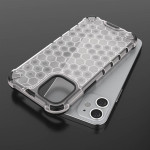 Хибриден гръб с ромбоидна шарка за iPhone 12 mini - бял - 1