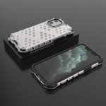 Хибриден гръб с ромбоидна шарка за iPhone 12 mini - бял - 0