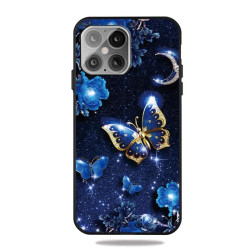 Силиконов гръб за iPhone 12 и iPhone 12 Pro - сини пеперуди