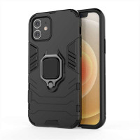Хибриден гръб със стойка за iPhone 12 и iPhone 12 Pro - черен