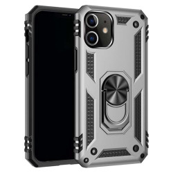 Хибриден гръб със стойка за iPhone 12 и iPhone 12 Pro - сребрист