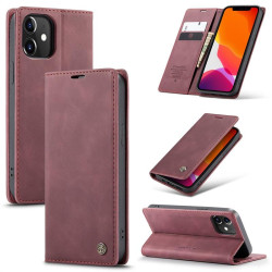 Калъф страничен flip марка CASEME за iPhone 12 и iPhone 12 Pro – винено червен