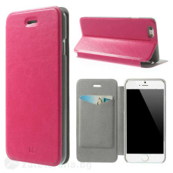 Тънък калъф страничен flip за iPhone 6 &ndash; ярко розов