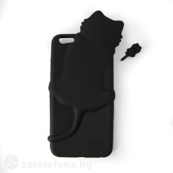 Силиконов калъф Hello Deere с котка за iPhone 6 Plus - черен