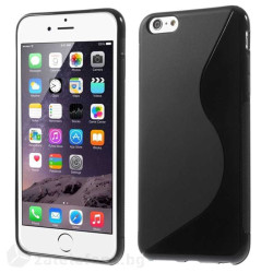 Силиконов калъф за iPhone 6 Plus със S-образен дизайн - черен