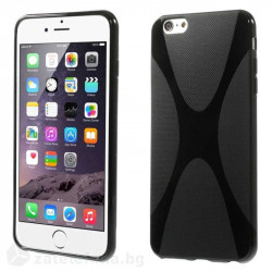 Силиконов калъф за iPhone 6 Plus с X-образен дизайн - черен