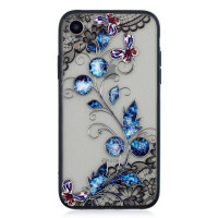 Силиконов гръб за iPhone XR - синя шарка