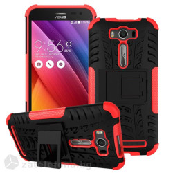 Двупластов калъф със стойка за Asus Zenfone 2 Laser ZE500KL - червен