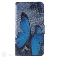 Калъф тип портмоне за Asus Zenfone 2 Laser ZE500KL - синя пеперуда