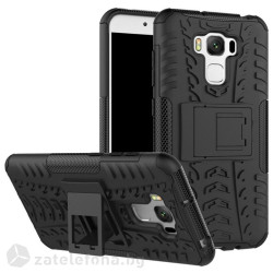 Двупластов калъф със стойка за Asus Zenfone 3 Max ZC553KL - черен