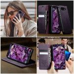Кожен калъф страничен flip марка CASEME за Google Pixel 10a – лилав - 1