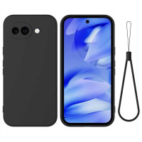 Силиконов гръб с верижка за Google Pixel 10a - черен
