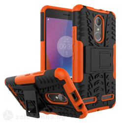 Двупластов калъф със стойка за Lenovo K6 - оранжев