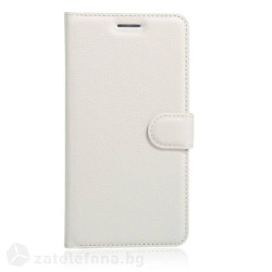 Кожен калъф тип портмоне с кръгло капаче за Lenovo Vibe S1 Lite - бял