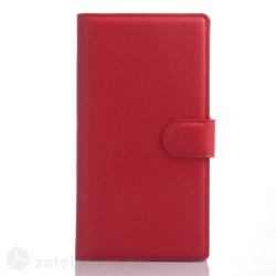 Кожен калъф тип портмоне с кръгло капаче за Lenovo Vibe Z2 - червен
