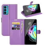 Кожен калъф тип портмоне за Motorola Edge 20 - лилав - 2 Кожен калъф тип портмоне за Motorola Edge 20 - лилав - 2
