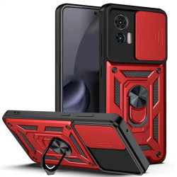 Хибриден гръб със стойка за Motorola Edge 30 Neo - червен