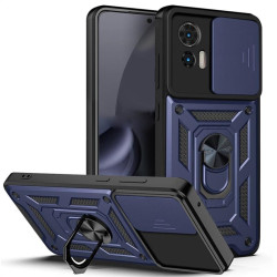 Хибриден гръб със стойка за Motorola Edge 30 Neo - тъмно син