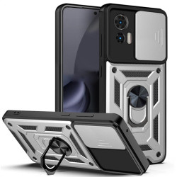 Хибриден гръб със стойка за Motorola Edge 30 Neo - сребрист