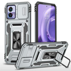 Хибриден гръб със стойка за Motorola Edge 30 Neo - сребрист