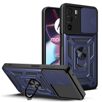 Хибриден гръб със стойка за Motorola Edge 30 Pro - тъмно син