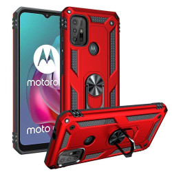 Хибриден гръб със стойка за Motorola Moto G10/G30 - червен