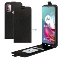 Кожен калъф flip за Motorola Moto G10/G30 - черен