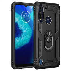 Хибриден гръб със стойка за Motorola G8 Power Lite - черен
