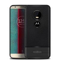 Релефен силиконов гръб за Motorola Moto E5 Play - черен