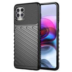 Подсилен силиконов гръб на черти за Motorola Moto G100 - черен
