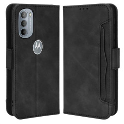 Кожен калъф тип портмоне с магнитно закопчаване за Motorola Moto G31 - черен