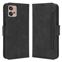 Кожен калъф тип портмоне с магнитно закопчаване за Motorola Moto G32 - черен