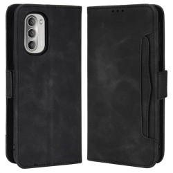 Кожен калъф тип портмоне с магнитно закопчаване за Motorola Moto G51 5G - черен