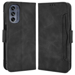 Кожен калъф тип портмоне с магнитно закопчаване за Motorola Moto G62 5G - черен