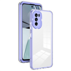 Двупластов силиконов бъмпер с лилав ръб за Motorola Moto G62 5G