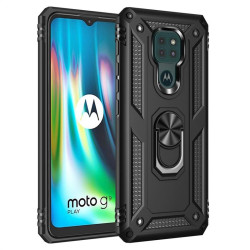 Хибриден гръб със стойка за Motorola Moto G9 Play - черен