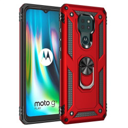 Хибриден гръб със стойка за Motorola Moto G9 Play -  червен