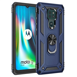 Хибриден гръб със стойка за Motorola Moto G9 Play - тъмно син