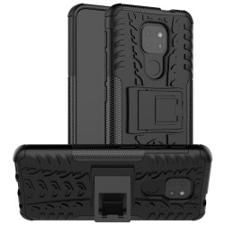 Двупластов гръб със стойка за Motorola Moto G9 Play - черен
